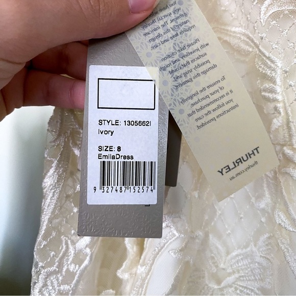 BHLDN Thurley Dress Emilia Lace Semi-Sheer Off-Shoulder Bridal Ivory 8 NWT - Picture 8 of 13